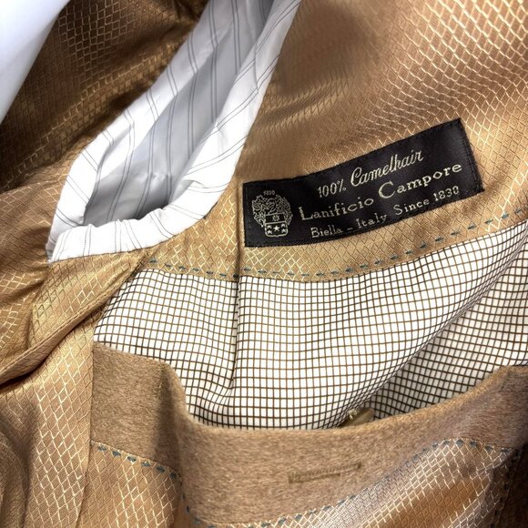 NEW Tasso Elba 100% Camelhair Blazer Jacket Mens 40S Tan Lanificio Campore Italy - Picture 6 of 16